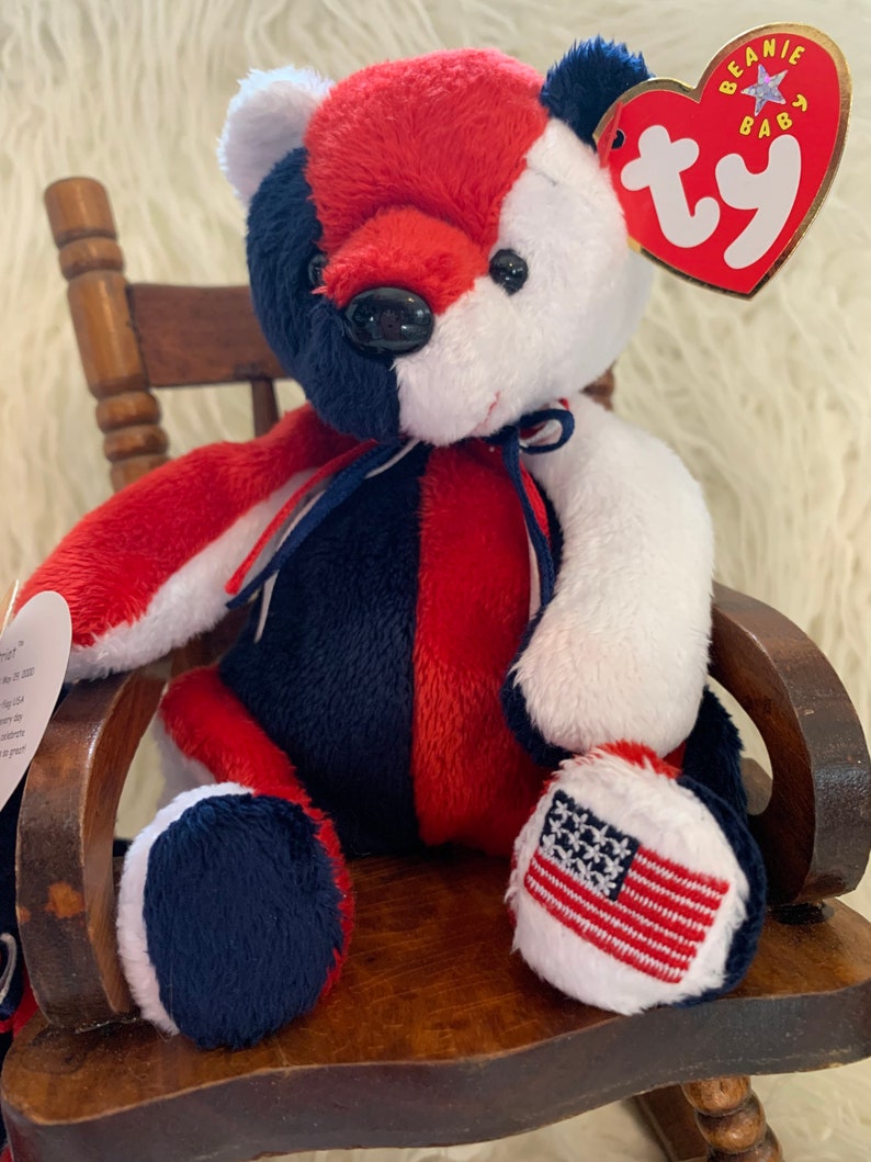 how to clean large white july 4th beanie baby