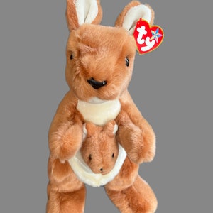 TY POUCH Buddy KANGAROO, Original Beanie Babies Collection, plush stuffed toy