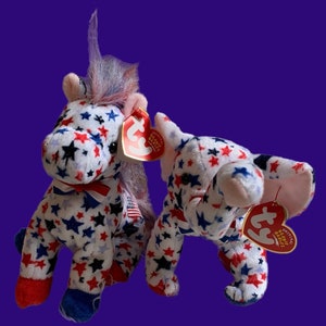 July 4th, Ty Beanie Babies Lefty and Righty 2004, Original Beanie Babies Collection, Rare, Retired