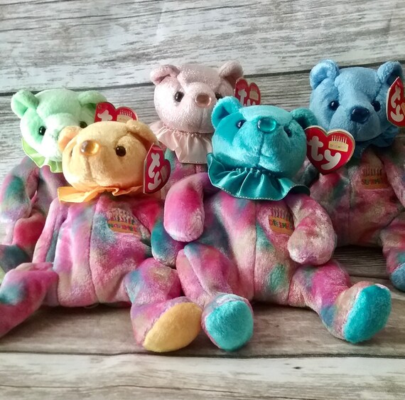 Birthday Bears Beanie Babies Original Beanie Babies Collection Etsy UK