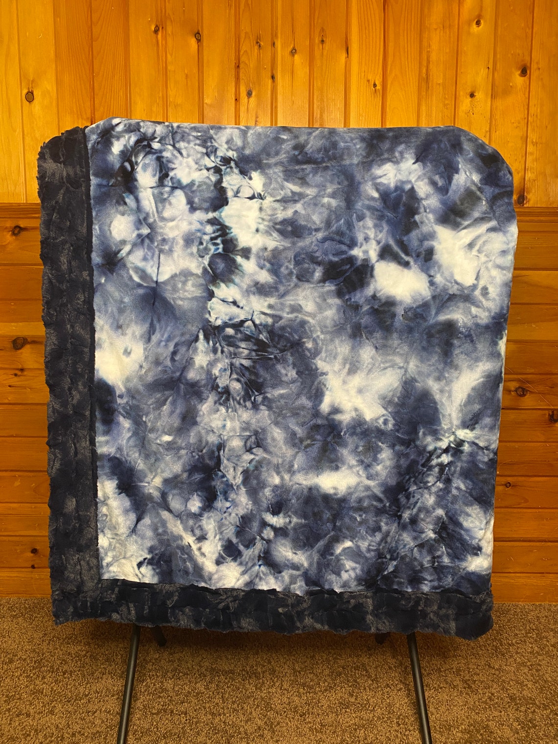 Navy TieDye Minky Throw Blanket Etsy