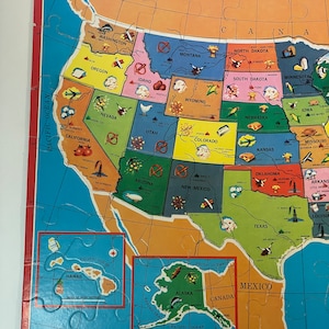 1975 United States Map Puzzle 4806 - Milton Bradley USA State Lines ...