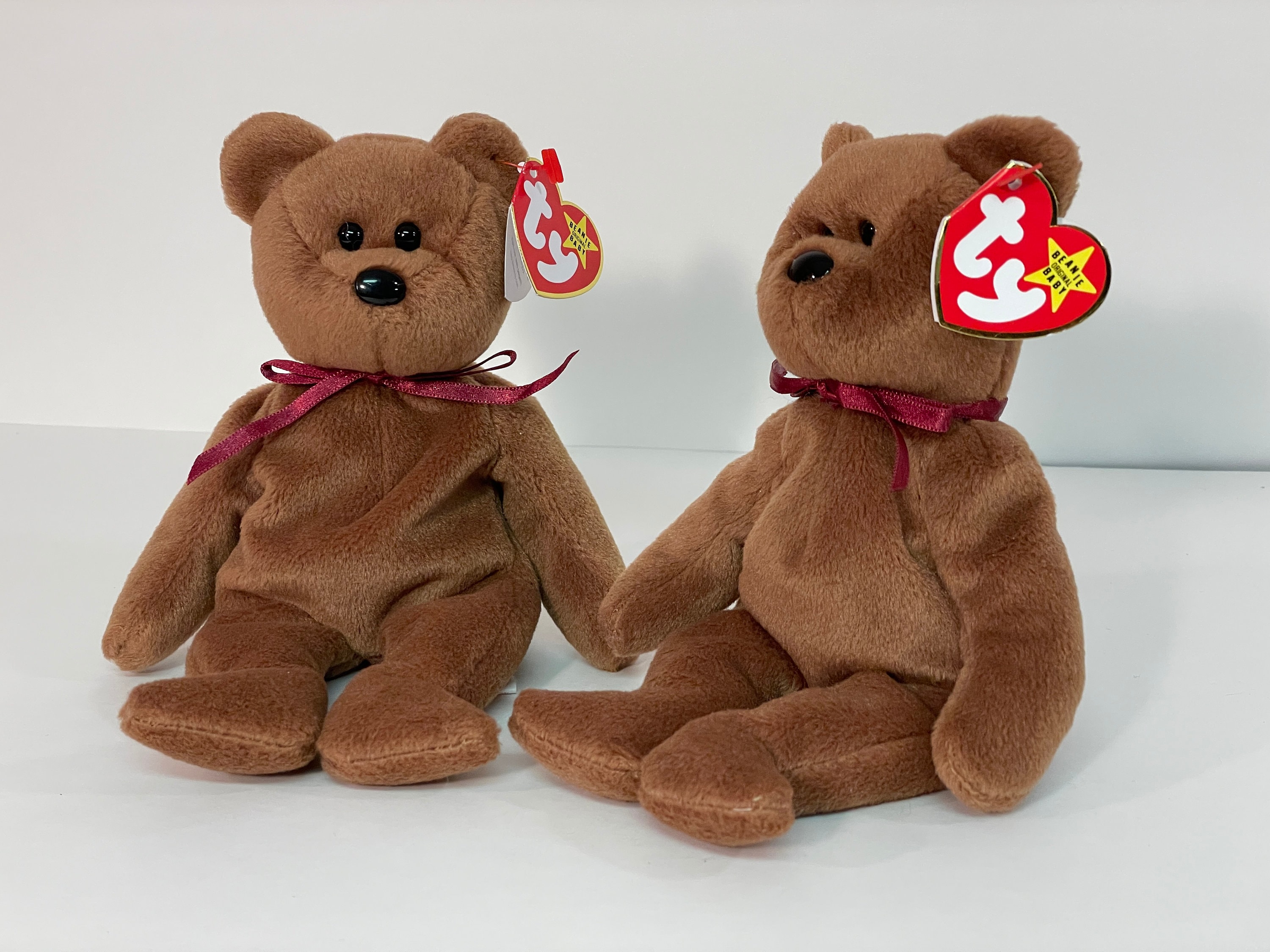 1997 Teddy the Bear Ty Beanie Baby 4050 Brown New Face 4th Gen Red ...