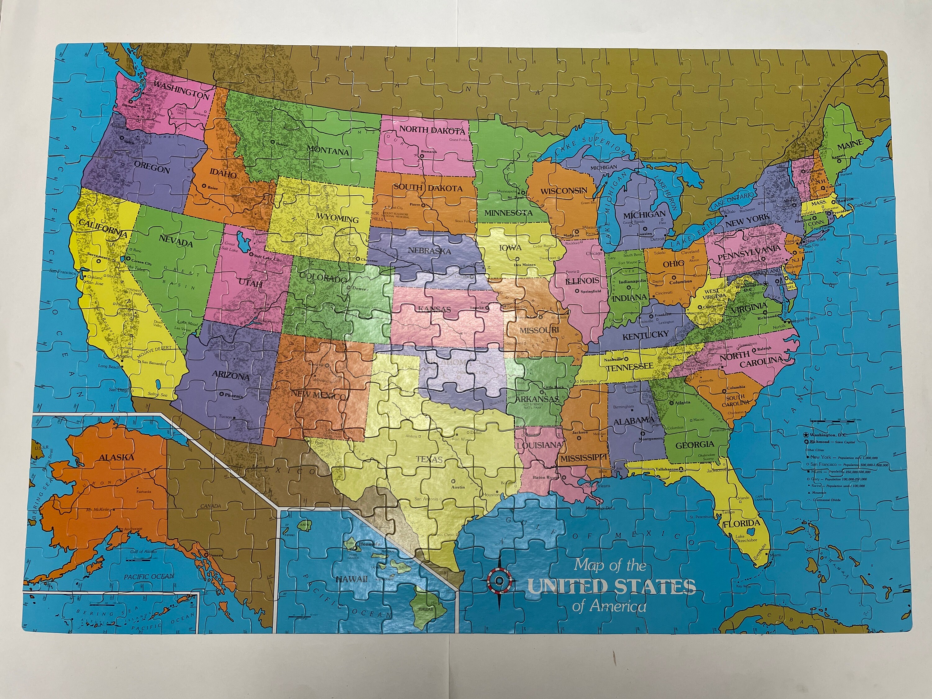 1985 Golden Map of the United States of America 300 Piece - Etsy