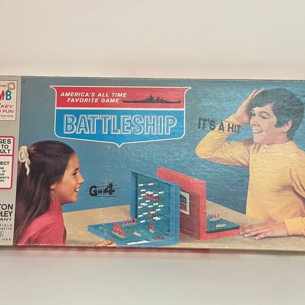 1971 Battleship Game - Milton Bradley 4730 Classic Family Kids Navy Boats Naval Battle 2 Two Player Destroyer Carrier Cruiser Submarine Sub