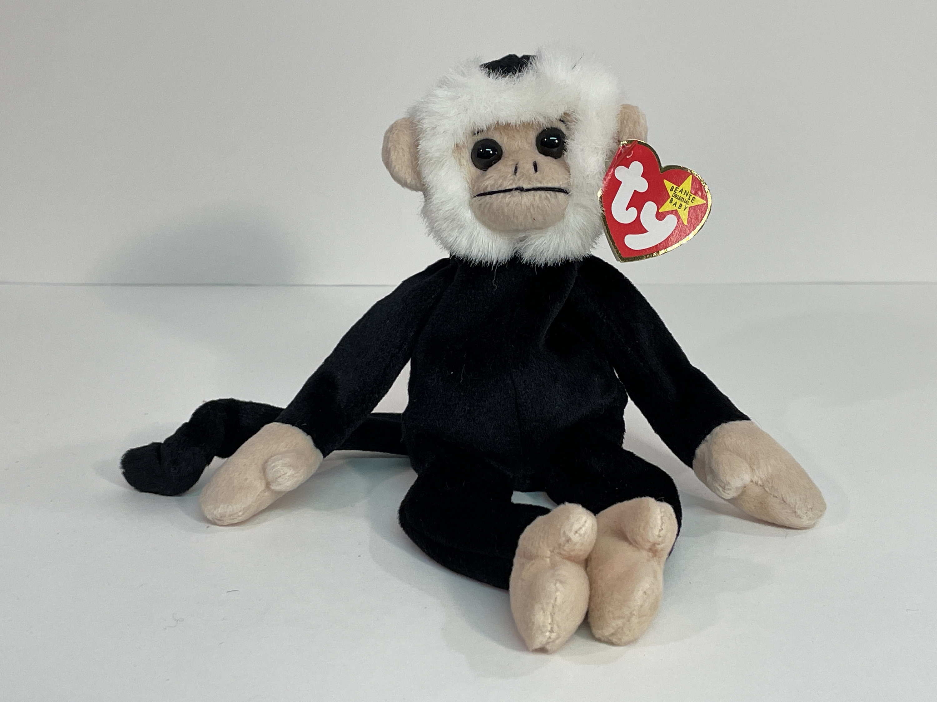 1999 Mooch the Spider Monkey Ty Beanie Baby 4224 5th Gen Red Heart Hang