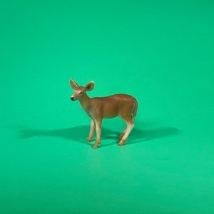 2002 Schleich 3&quot; Deer Figure - Plastic Brown White Tailed Doe Fawn Forest Woodland Creature Figurine Statue Animal Toy Miniature
