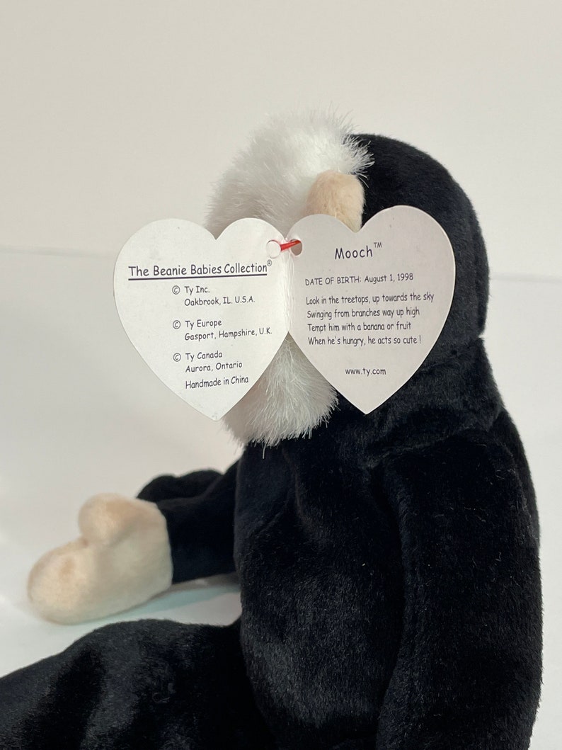 1999 Mooch the Spider Monkey Ty Beanie Baby 4224 5th Gen Red Heart Hang