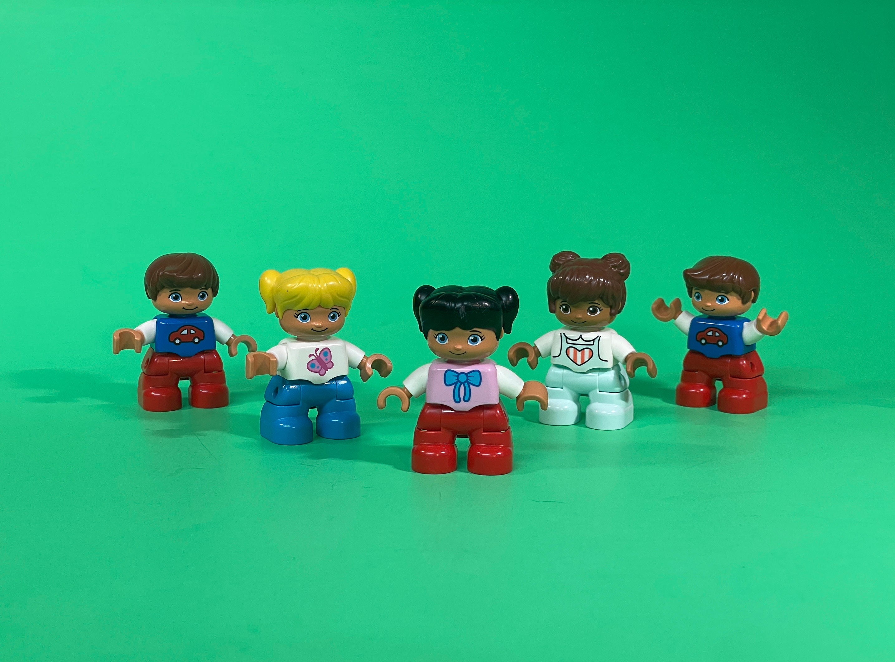 2000s Five DUPLO Children Minifigures LEGO Plastic Building Toy Kids Boy Girl Creative Play Pink Blue Red Heart Butterfly Car Bow Set 5 Etsy