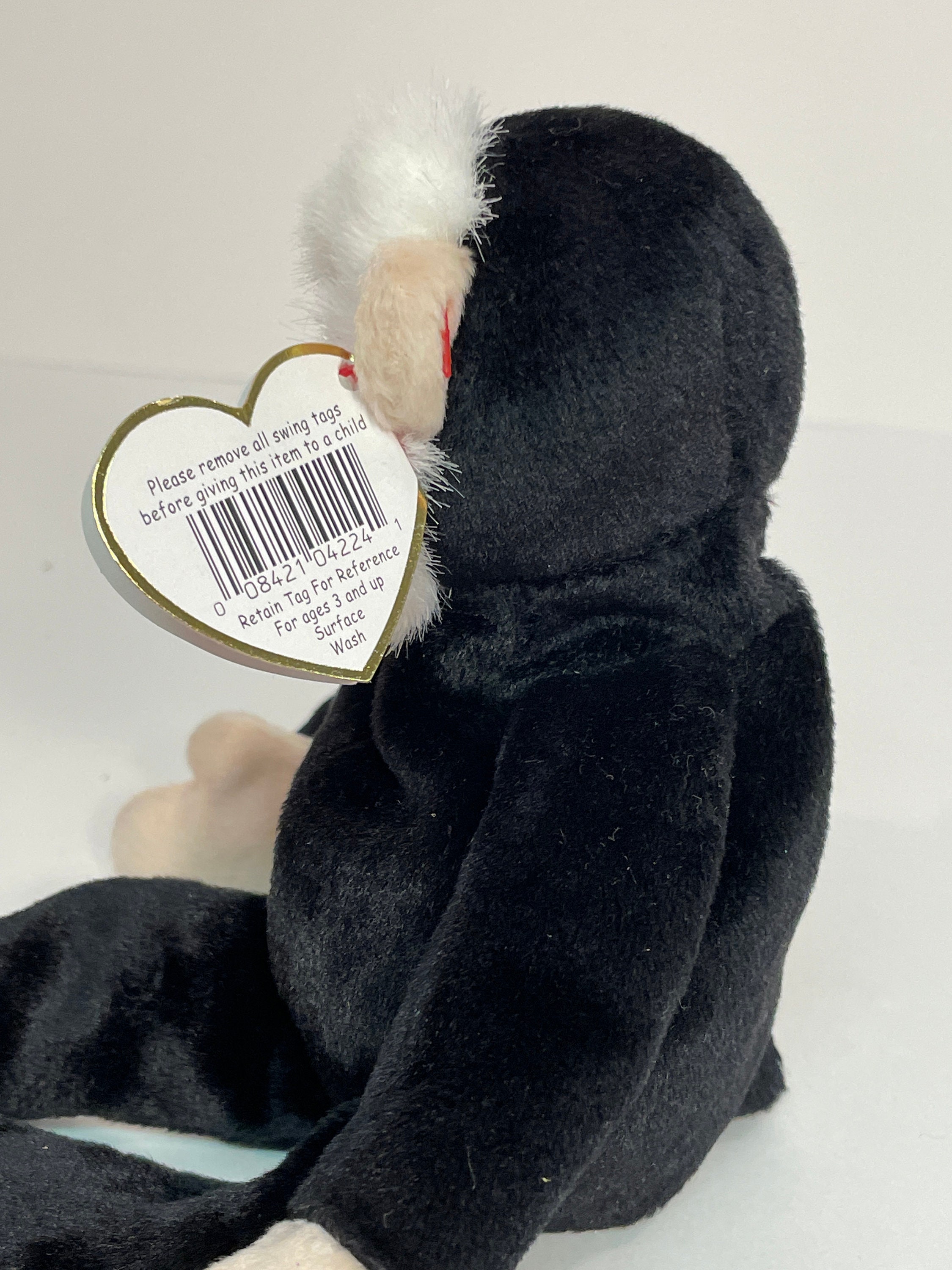 1999 Mooch the Spider Monkey Ty Beanie Baby 4224 5th Gen Red Heart Hang