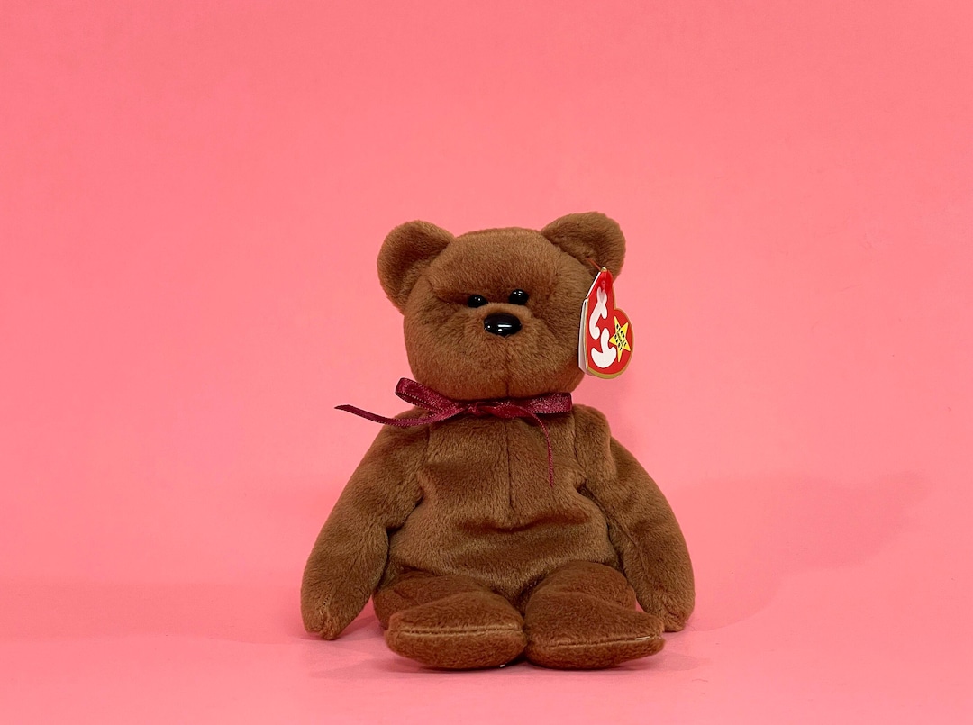 1996 Teddy the Bear Ty Beanie Baby 4050 - Brown New Face 4th Gen Red ...