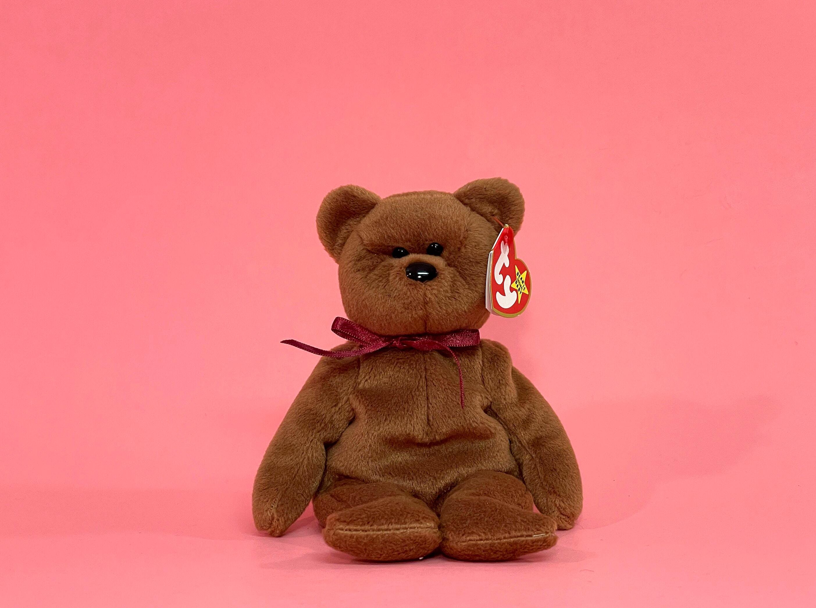 1996 Teddy the Bear Ty Beanie Baby 4050 - Brown New Face 4th Gen