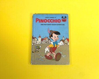 1973 "Pinocchio and His Puppet Adventure" Hardcover Book - Walt Disney's Wonderful World of Reading Classic Fantasy Children's Kids Picture