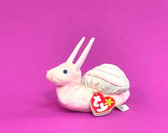 1999 Swirly the Snail Ty Beanie Baby 4249 - 5th Gen Red Heart Hang Tag Yellow Pink Green Blue Tie Dyed Stuffed Animal Plush Bean Bag Toy