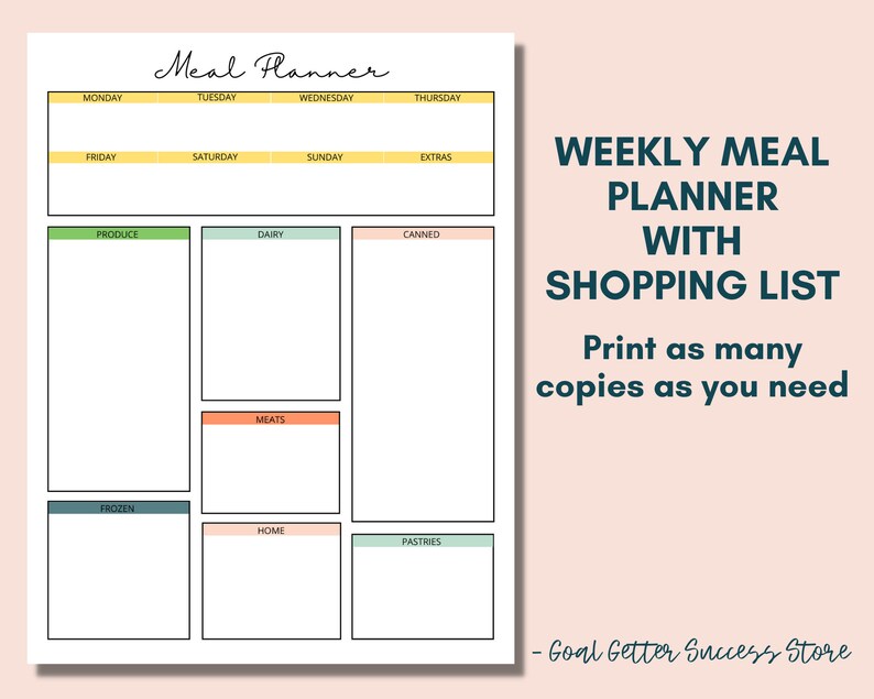 Meal Planner Printable Bundle. Meal Planner Download. Weekly - Etsy