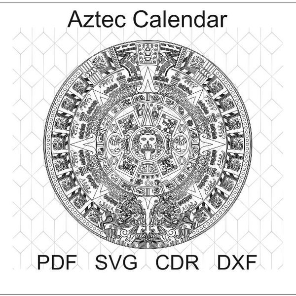 Aztec Calendar svg | Aztec Calendar dxf | Aztec Calendar cdr | Aztec Calendar  svg dxf cdr Vectors