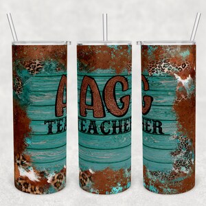 Ag leraar landbouw leer western koe luipaard 20oz magere tuimelaar digitale download PNG sublimatie