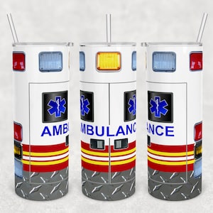 Ambulance EMS EMT paramedic straight and tapered 20 oz Skinny Tumbler Sublimation Design Template Download PNG digital 20oz wrap