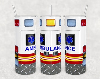 Ambulance EMS EMT paramedic straight and tapered 20 oz Skinny Tumbler Sublimation Design Template Download PNG digital 20oz wrap