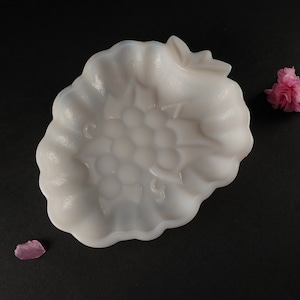 Vintage Kitsch Milk Glass Grape Trinket Dish, Retro Serve-Ware