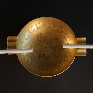 Stunning Vintage Brass Ornate Engraved Floral Ashtray / Decorative Bowl