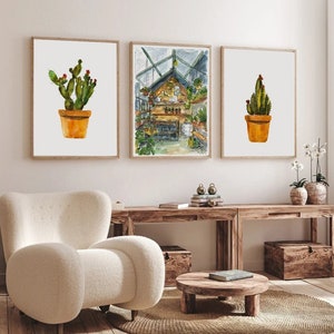 3er Set Kaktus Blume Poster Aquarell Malerei Wand Dekor Blumenmarkt Botanisches Poster Garten Blumen Kunst Ästhetisches Wohnzimmer Dekor