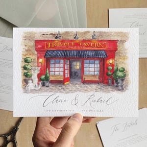Custom Wedding Venue Watercolor Painting Hand-Drawn Engagement Location Art Save the Date Gift Personalized Wedding Gift for Couple
