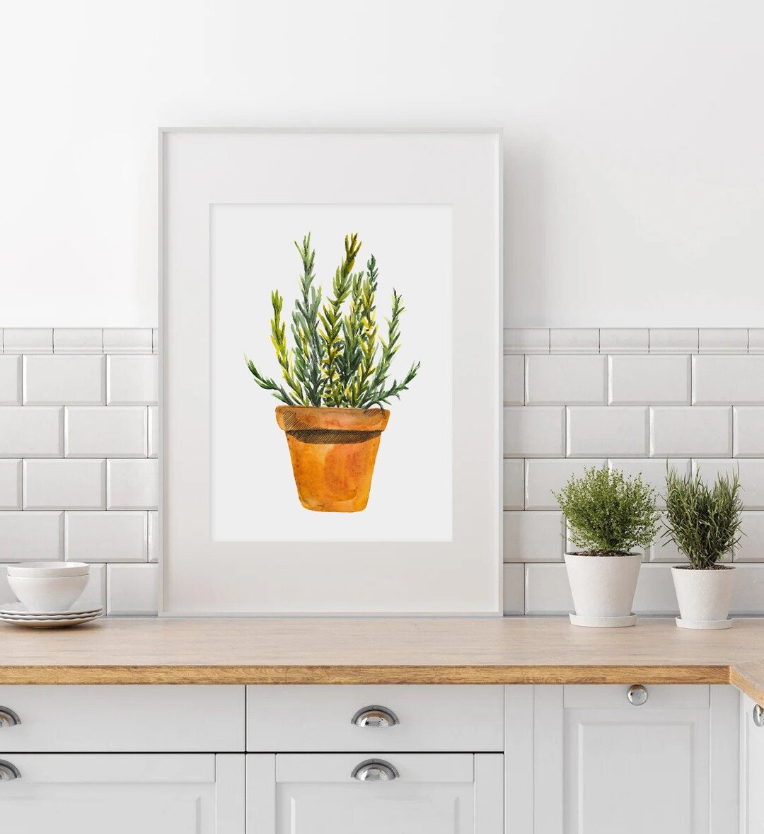 Herbs Rosemary Watercolor Painting Kitchen Wall Art Herb Print ...