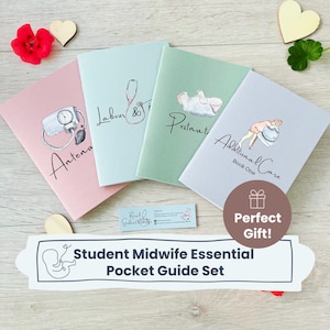 Ensemble de guides de poche pour sage-femme étudiante | Prénatal, travail, postnatal, soins supplémentaires