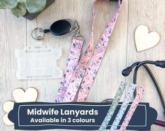 Midwife Lanyard - 20mm Thick, Breakaway Neck, Hand Illustrated Print