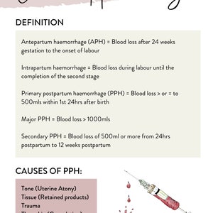 Obstetric Haemorrhage definition from the Midwifery Student Additional Care Guide