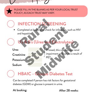Inside pages showing Blood Ranges from the Midwifery Student Additional Care Guide