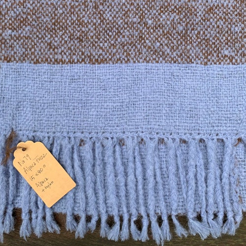 Handwoven Alpaca Scarf/Shawl shops with Blue and Brown Stripes - 15