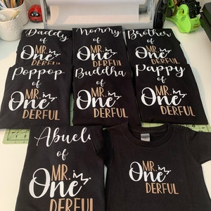 Personalized 1st Birthday Matching T-shirt/ Mr. ONEderful birthday t-shirt/ Family T-shirt/ Free Shipping