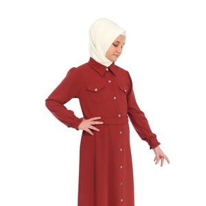 Brick Kid Abaya, Girls Muslim Dress, Eid Clothes For Girls, Jilbab, Jalabiya, Islamic Kid Hijab Dubai Little Girl Abaya Denim Abaya Turkish