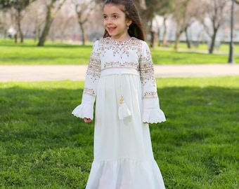 Robe musulmane pour enfants, petites filles hijab pour bébés filles musulmanes robe pour enfants Abaya pour enfants hijab pour filles Eid robe Dubaï Abaya 4 5 6 7 8 ans