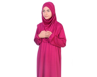 Kids Prayer Dress, Red Girls Prayer Clothes Baby Hijab Kids Abaya Islamic Kids Prayer Clothes Muslim Kids 4 5 6 7 8 9 10 11 12 13 14 Age