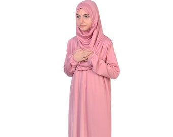 Kids Prayer Dress, Powder Girls Prayer Clothes Baby Hijab Kids Abaya Islamic Kids Prayer Clothes Muslim Kids Burqa Jilbab Khimar Niqab