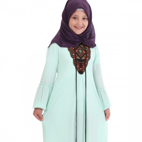 Muslim Girl Dress Kids Abaya Child Hijab Burgundy Girls Eid - Etsy