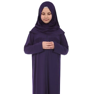 Kids Prayer Dress, Purple Girls Prayer Clothes Kids Abaya Baby Hijab Kids Dress Muslim Kids Clothing Burqa Jilbab Hijab Khimar Niqab