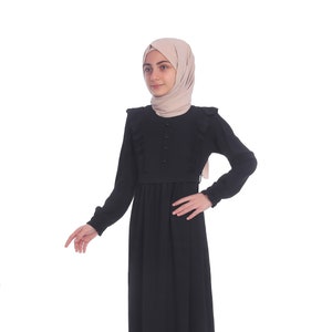 Muslim Girl Dress, Kids Abaya Black Child Hijab Muslim Kids Clothing Dubai Abaya Girl Eid Dress 8 9 10 11 12 13 14 Age Khimar Niqab Jilbab