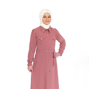 Powder Kid Abaya, Girls Muslim Dress, Eid Clothes For Girls, Jilbab, Jalabiya, Islamic Kid Hijab Dubai Little Girl Abaya Denim Abaya Turkish