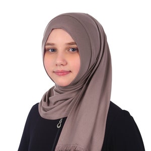 Practical Scarf Taupe, Instant Hijab Child Head Scarf Kids Hijab Muslim Girl Scarf Prayer Head Covering Kid Turban Islamic Cotton Headscarf