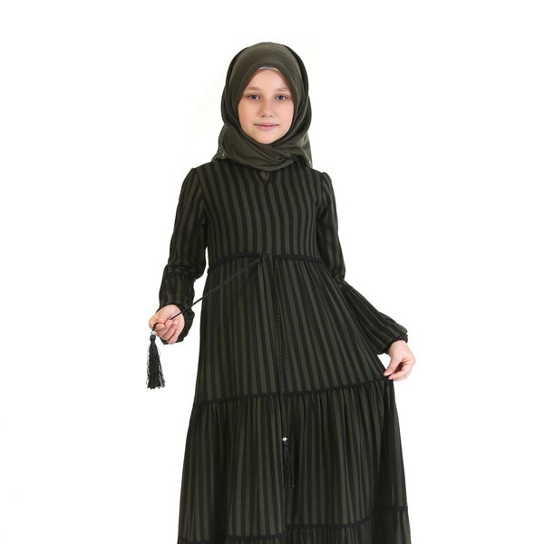 Muslim Kids Dress, Kids Abaya Child Hijab Girls Eid Dress Dubai Abaya Muslim Girl Clothes 8 9 10 11 12 13 14 Age Jilbab Khimar Niqab