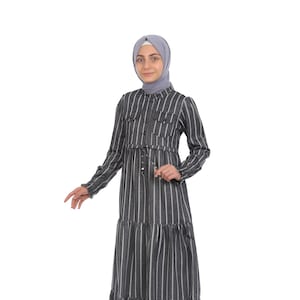 Muslim Kids Dress, Kids Abaya Gray Child Hijab Girls Dubai Abaya Eid Dress Muslim Girl Clothes 8 9 10 11 12 13 14 Age Jilbab Khimar Niqab