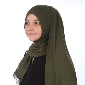 Khaki Practical Scarf, Children&#39;s Head Scarf Kids Hijab Muslim Girl Scarf Prayer Scarf Hijab Kid Turban Instant Hijab Islamic Scarf Cotton