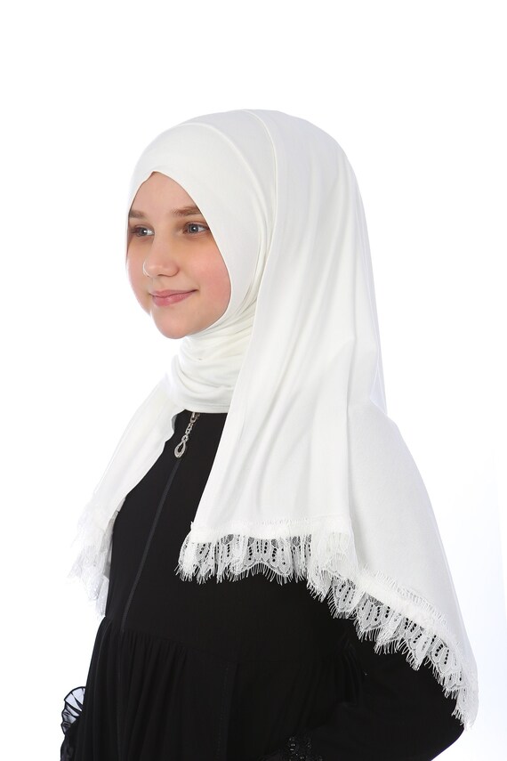 White Practical Scarf Children's Head Scarf Kids Hijab Etsy