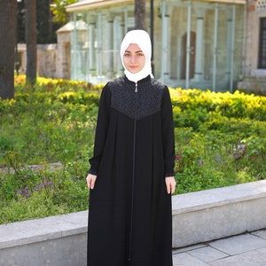 Bambini Abaya Nero, Vestito per Ragazze Musulmane Bambini Hijab Ragazze Abaya Musulmane Bambini Vestiti Eid Bambina Abaya Ragazza Abito Modesto 8 9 10 11 12 13 14 Anni