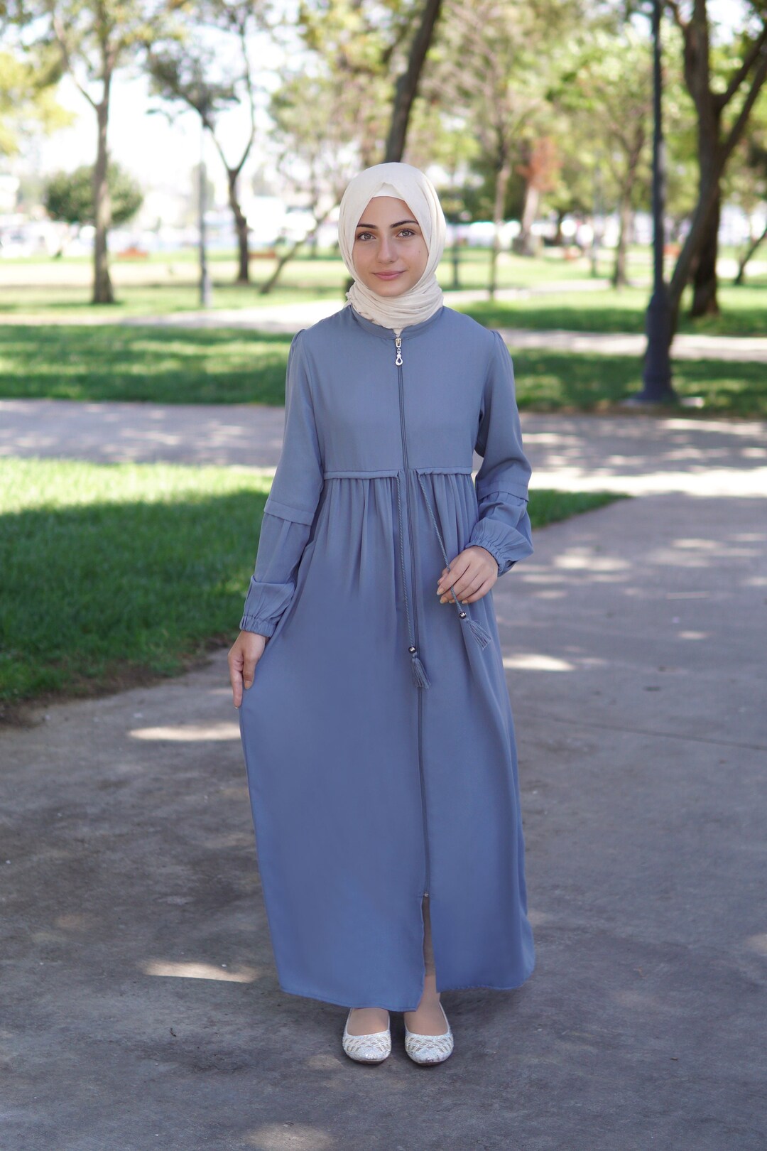 Kids Essential Moss Crepe Abaya - Dark Brown