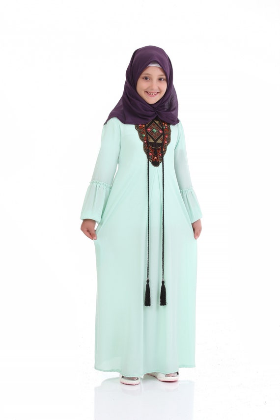 Green Muslim Kids Dress 8-14 Age Kids Hijab Girls Abaya | Etsy